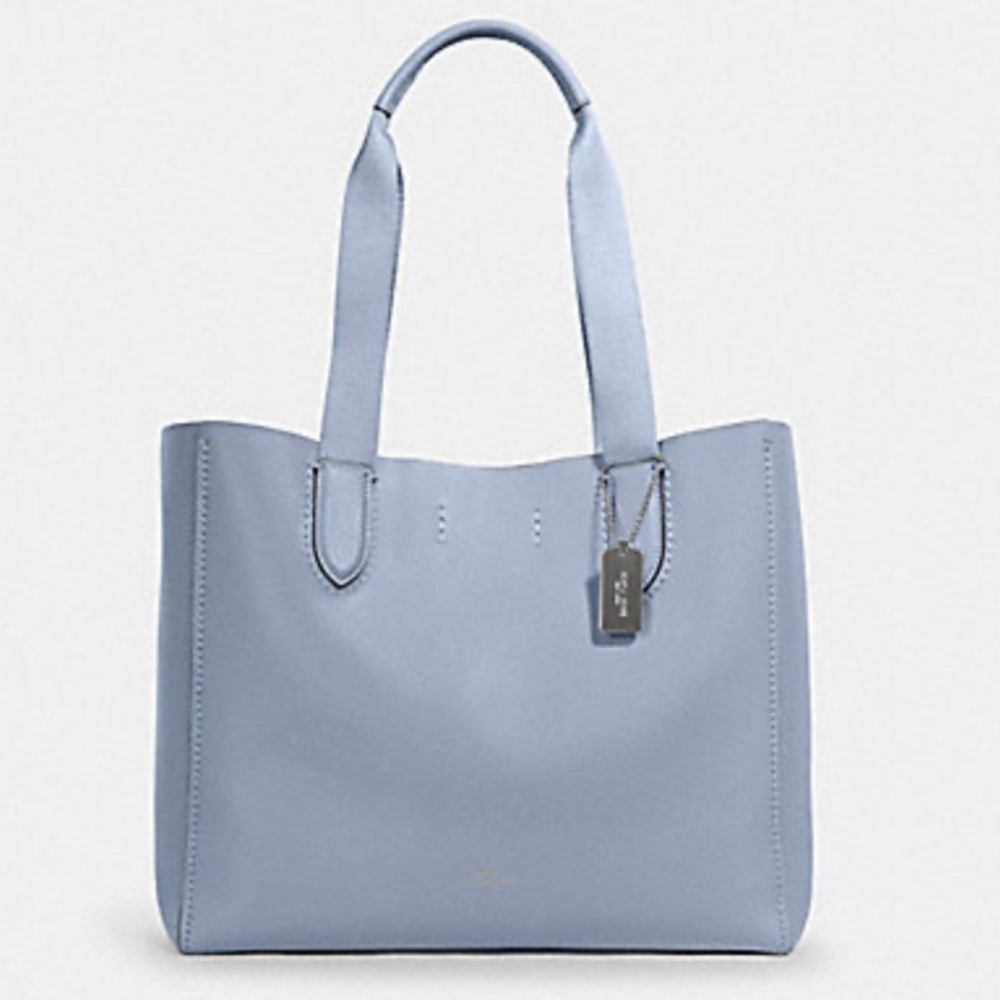 Coach Silver blue grayish Leather Tote
